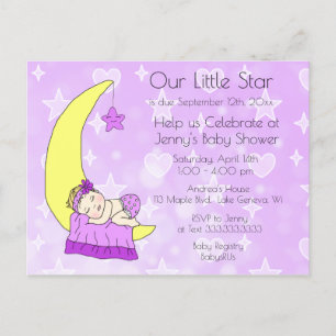 Our Little Star Girl's Baby Shower Invitation Postcard