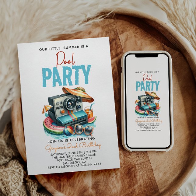 our little summer is pool party 2nd birthday invitation (Creator Uploaded)