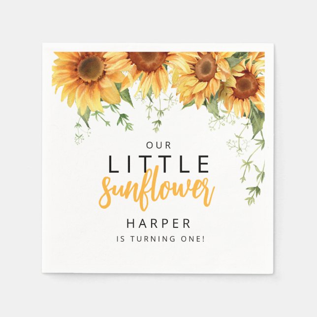 Our Little Sunflower Birthday Party Napkin (Front)