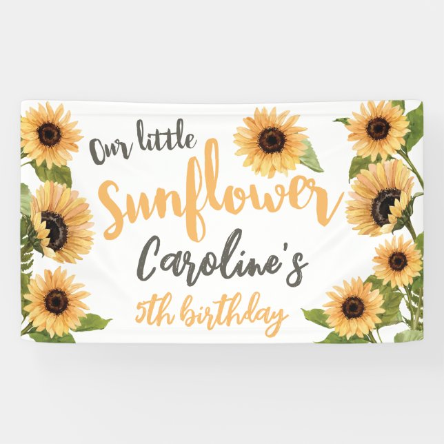 Our Little Sunflower Personalized Happy Birthday Banner (Horizontal)