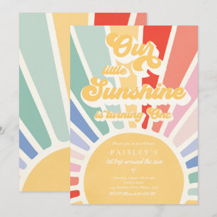 Our Little Sunshine 1st Birthday Muted Rainbow  Invitation