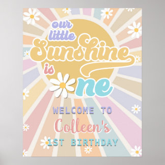 Our Little Sunshine 1st Birthday Welcome Poster