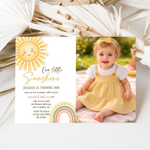 Our Little Sunshine And Rainbow Birthday Invite