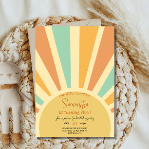 our little sunshine big sun with rails birthday invitation