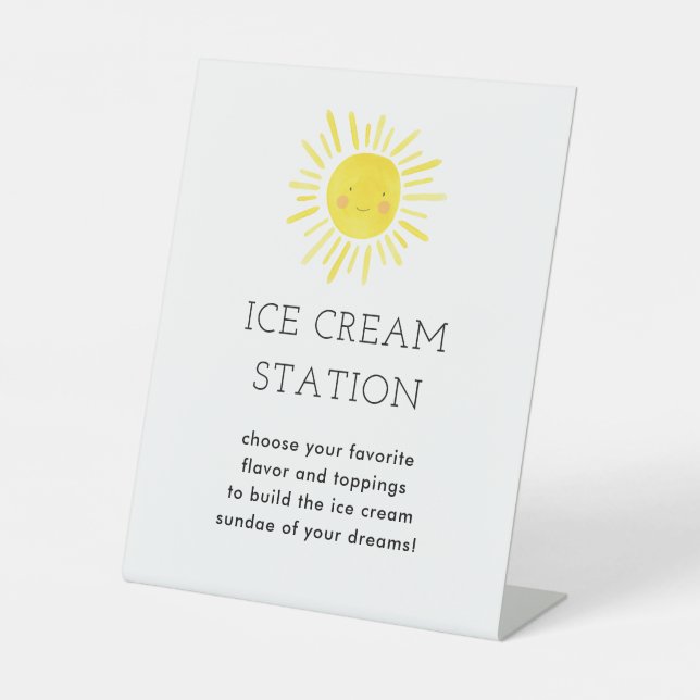 Our Little Sunshine Birthday Ice Cream Station Pedestal Sign (Front)