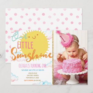 Our Little Sunshine Birthday Invitation With Photo