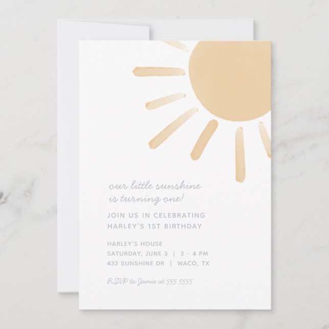 Our Little Sunshine Birthday Party Invitation (Front)