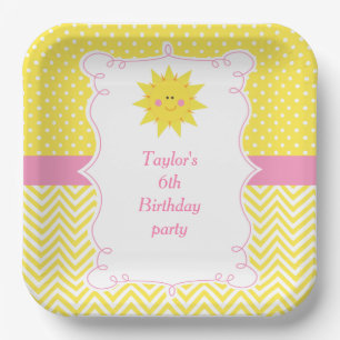 Our little Sunshine Birthday Thank You Paper Plate
