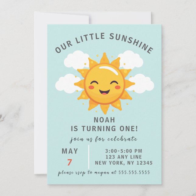 Our Little Sunshine Boy's 1st Birthday Party Invitation (Front)