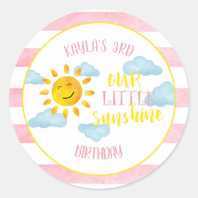 Our Little Sunshine Favour Sticker (Front)