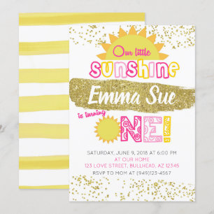 Our Little Sunshine First Birthday Invitation