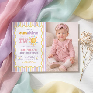 Our Little Sunshine Girl's 2nd Birthday Photo Invitation