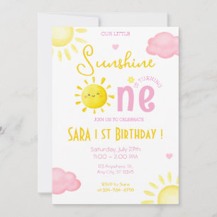 OUR LITTLE SUNSHINE IS TURNING ONE BIRTHDAY INVITATION