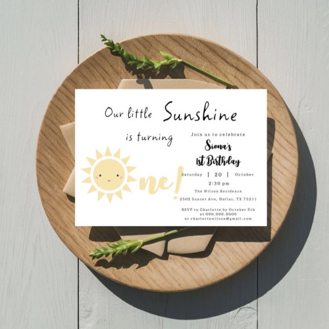 Our Little Sunshine is Turning One Cute Birthday Invitation (Creator Uploaded)