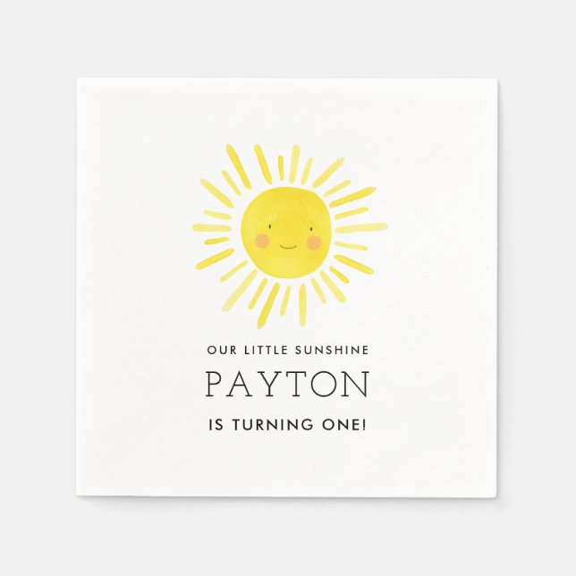 Our Little Sunshine Party Girl 1st Birthday Napkin (Front)