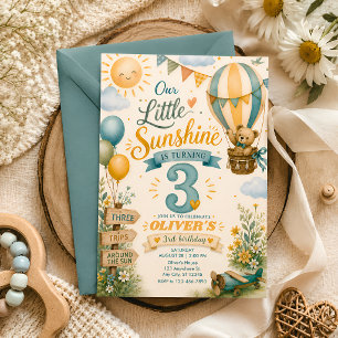 Our Little Sunshine Turns Three Hot Air Balloon Invitation