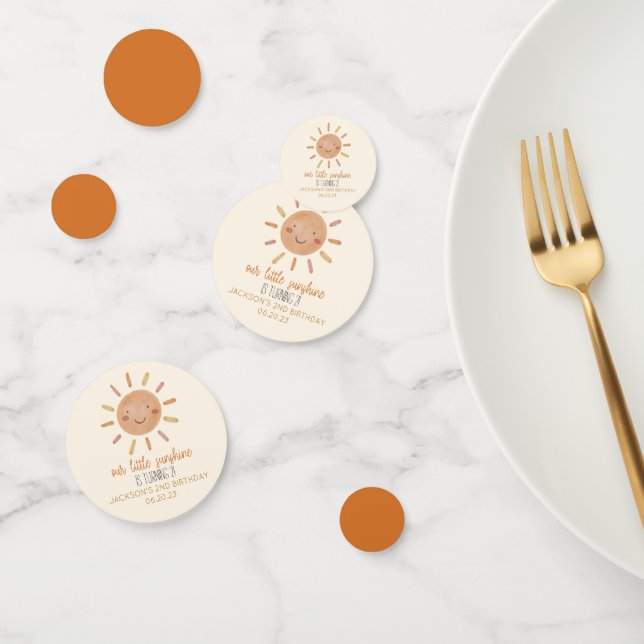 Our Little Sunshine Yellow Sun Birthday Party Confetti (Group)