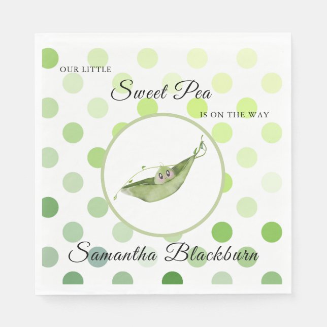 Our Little Sweet Pea On The Way Baby Shower Invite Napkin (Front)