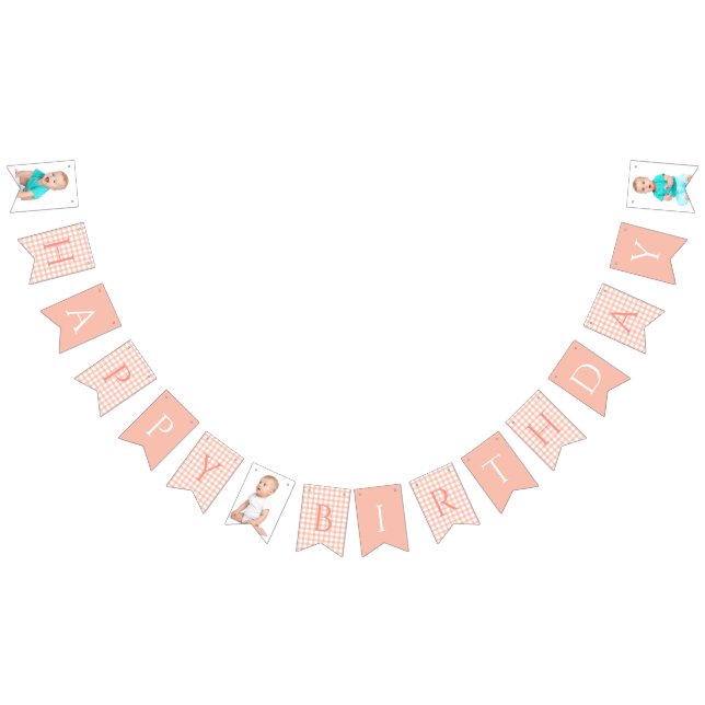 Our Little Sweet Peach is One Baby First Birthday Bunting Flags (All)