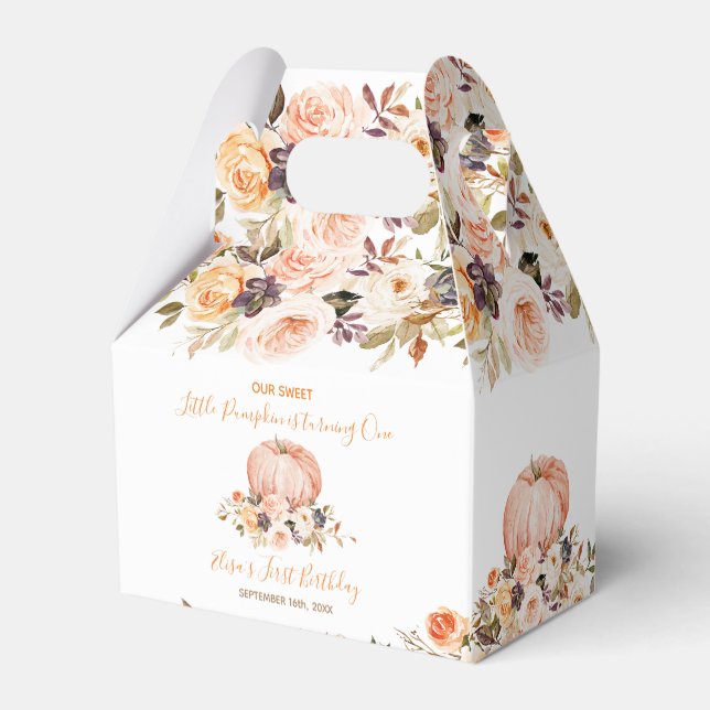 Our Little Sweet Pumpkin Birthday Rustic Floral Favor Box (Back Side)