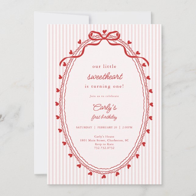 Our Little Sweetheart Birthday Invitation (Front)