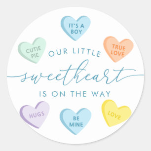 Our Little Sweetheart Candy Hearts Baby Shower Classic Round Sticker