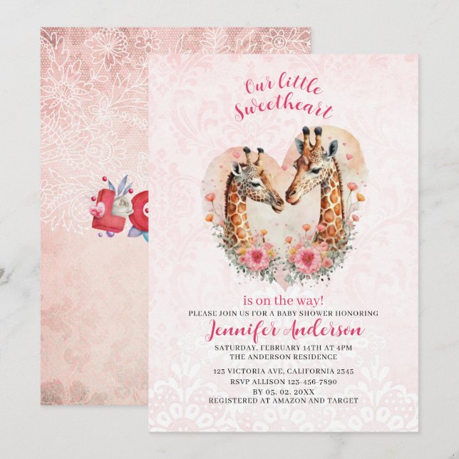 Our little sweetheart is on the way baby shower in invitation (Front/Back)