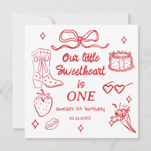Our little Sweetheart is One Birthday Invitation