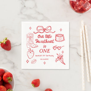 Our little Sweetheart is One Birthday Napkin