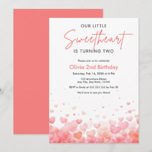 Our Little Sweetheart is Turning Two 2nd Birthday  Invitation