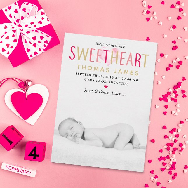 Our Little Sweetheart Photo Birth Announcement (Creator Uploaded)