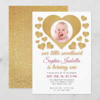 Our Little Sweetheart Photo Gold Heart Birthday