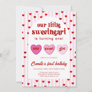 Our little sweetheart Valentine's 1st Birthday  Invitation
