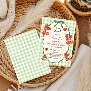 Our little Tomato Red Gingham turns two Birthday Invitation
