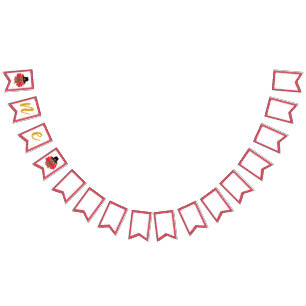 Our Little Turkey 1st Birthday High Chair (Girl) Bunting Flags
