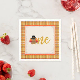 Our Little Turkey is Turning ONE Napkin - PL