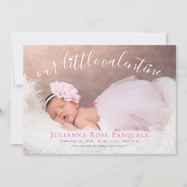 Our Little Valentine Birth Announcement Card (Front)