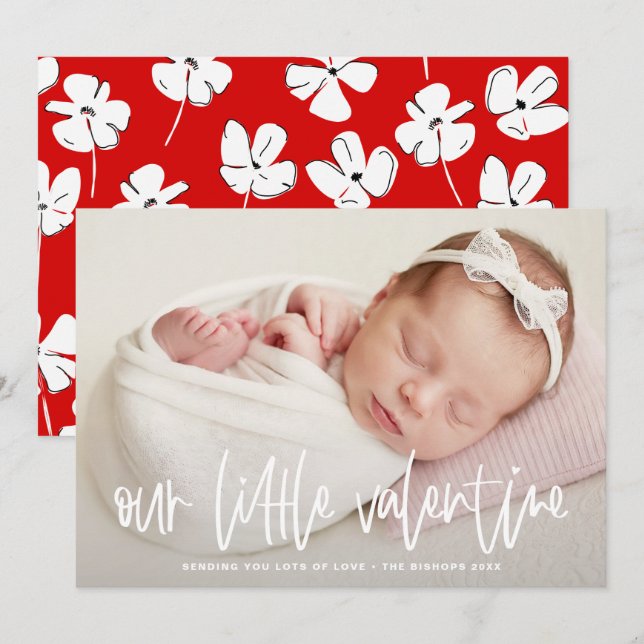 Our Little Valentine Lettering Birth Announcement (Front/Back)