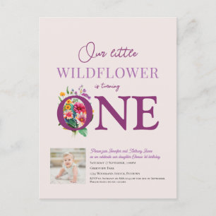 Our Little Wildflower 1st Birthday bright floral Postcard