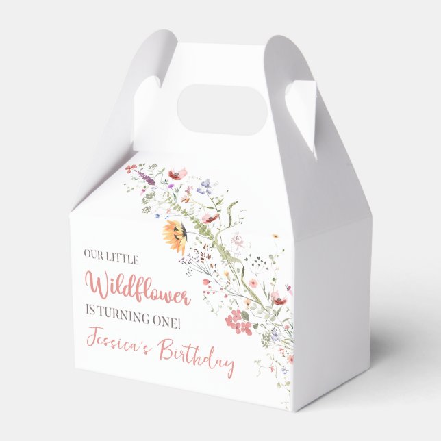 Our Little Wildflower Baby Girl 1st Birthday Party Favor Box (Front Side)