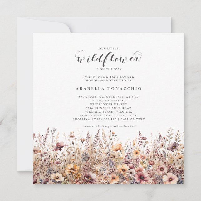 Our Little Wildflower Fall Floral Baby Shower Invitation (Front)