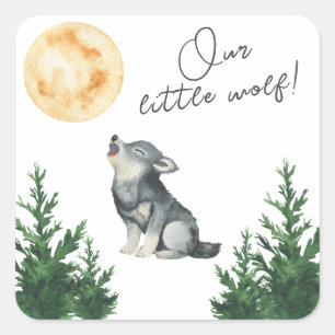 Our Little Wolf Baby Shower Square Sticker