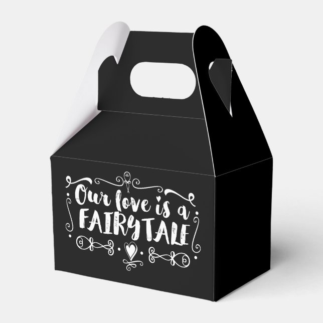 OUR LOVE IS A FAIRY TALE Custom Wedding Favour Favor Box (Front Side)