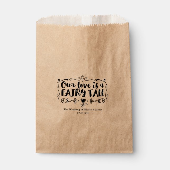 OUR LOVE IS A FAIRY TALE Custom Wedding Favour Favour Bag (Front)