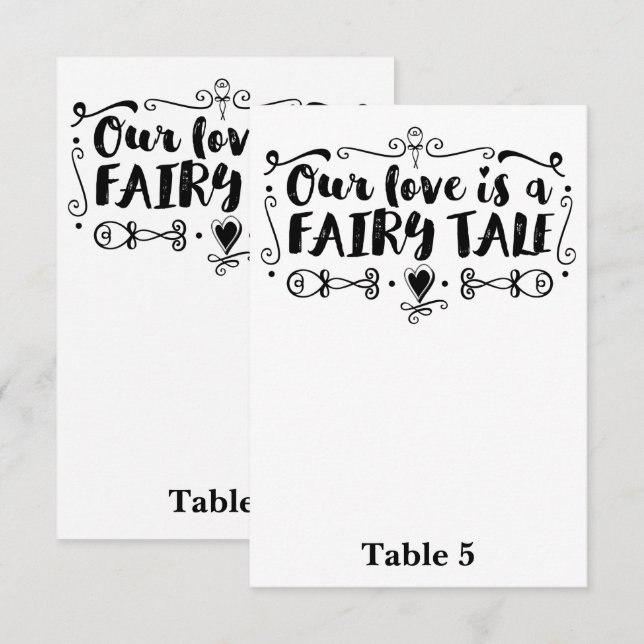 OUR LOVE IS A FAIRY TALE Wedding Table Number (Front/Back)