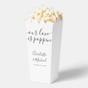 Our Love Is Poppin Black And White Popcorn Favor Box