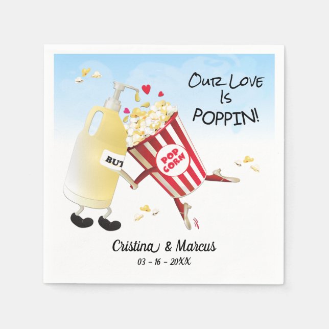 Our Love Is Poppin Popcorn Napkin (Front)