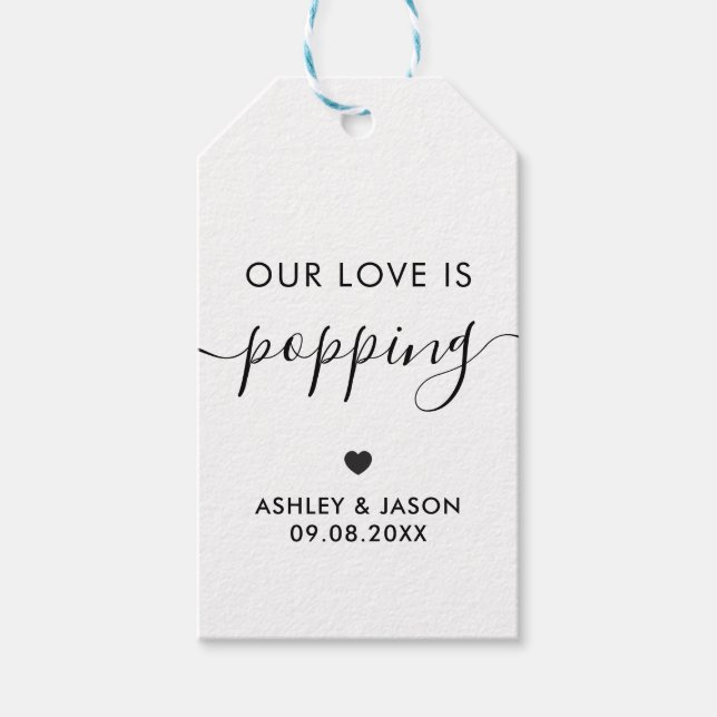 Our Love is Poppping, Popcorn Tag, Wedding, Kraft Gift Tags (Front)