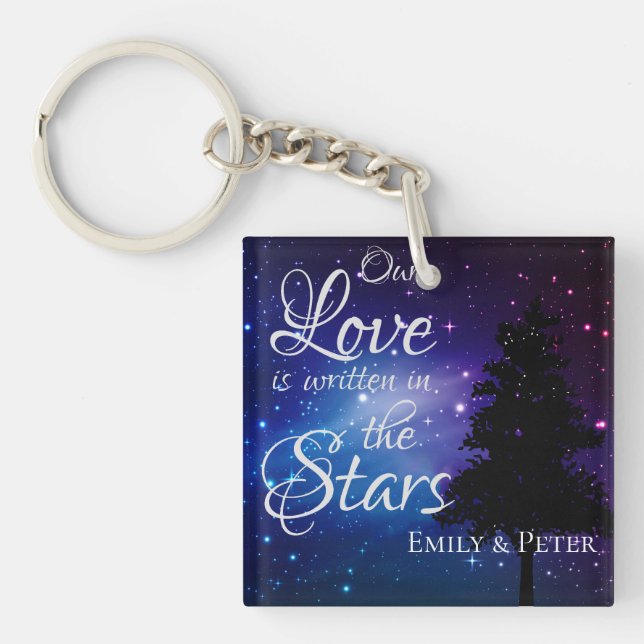 Our love is written in The Stars Night sky Name  Keychain (Front)