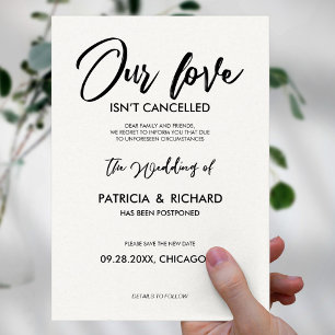 Our Love Isn’t Cancelled Wedding Postponement Invitation